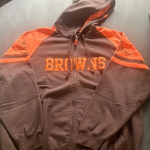 Brown and Orange Zip Up Browns Hoodie XL